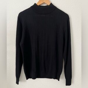 Vintage Harvé Benard Black Wool Blend Long Sleeve Knit Sport Sweater Work Casual